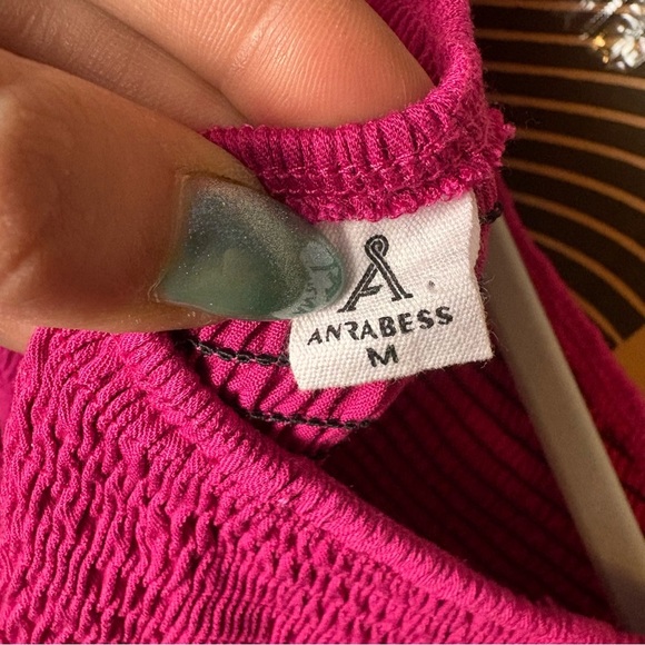 Anrabess One-Shoulder Hot Pink Sleeveless Midi Dress Medium Babydoll Y2K - Picture 7 of 8